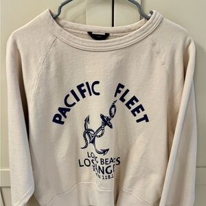 J. Crew Off-White Sweatshirt with Navy Graphic